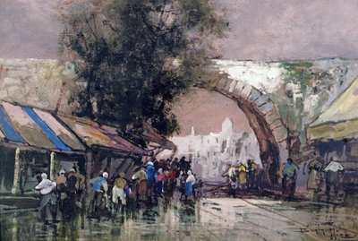I The Busy Haunts of Men, 1915 (olje og wc om bord) av Frederick Johnn Hiles