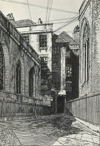 Sørsiden av hallen på Cliffords Inn i City of London, c1903, 1934. av Frederick Landseer Maur Griggs