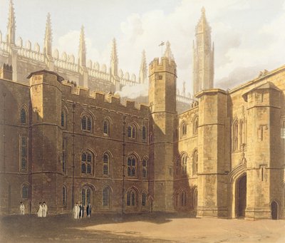 Court of King's College, Cambridge, fra 'The History of Cambridge', gravert av Daniel Havell (1785-1826), pub. av R. Ackermann, 1815 (fargeakvatint) av Frederick Mackenzie