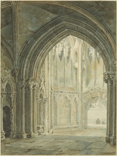 Interiør av North Porch of St Mary Redcliffe av Frederick Mackenzie