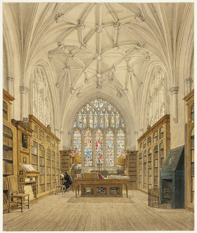 Biblioteket ved Winchester College av Frederick Mackenzie