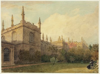 Universitetsbygninger fra Exeter College Gardens av Frederick Mackenzie