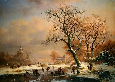 Frosset vinterlandskap med skatere av Frederick Marianus Kruseman