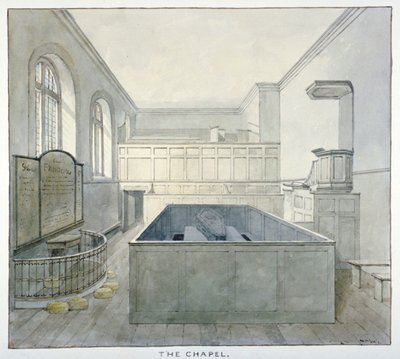 Innvendig utsikt over kapellet i Newgate Prison, Old Bailey, City of London, 1840 av Frederick Nash