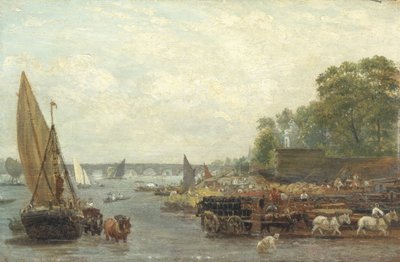 Westminster Bridge, ca. 1820-30 (olje på panel) av Frederick Nash