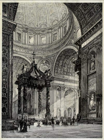 Peterskirken, Roma, Italia, interiørutsikt, 1878. av Frederick P Dinkelberg