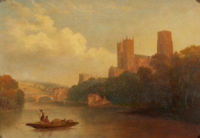 Durham from the River (olje på lerret) av Frederick Richard (manner of) Lee