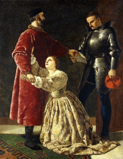 Hertug Frederick forviser Rosalind fra hoffet sitt, av Frederick Richard Pickersgill