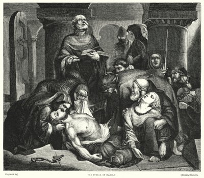 The Burial of Harold (gravering) av Frederick Richard Pickersgill