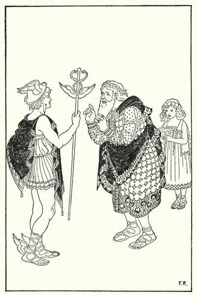 Midas oppfattet figuren til en fremmed som sto i rommet (litho) av Frederick Richardson
