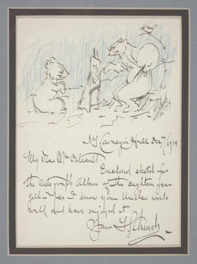 Autografbrev med skisse av Frederick Stuart Church