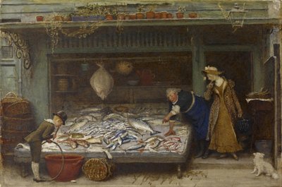 A Fishmongers Shop, 1873 (wc på papir) av Frederick Walker