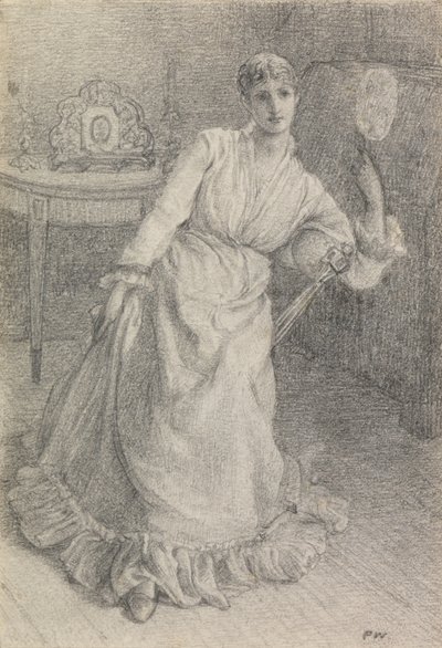 Frøken Maria Ansdell (blyant på papir lagt ned på kort) av Frederick Walker
