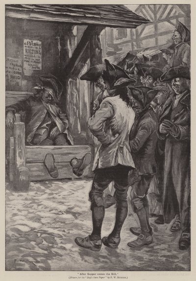 "Etter kveldsmat kommer regningen" (gravering) av Frederick William Burton
