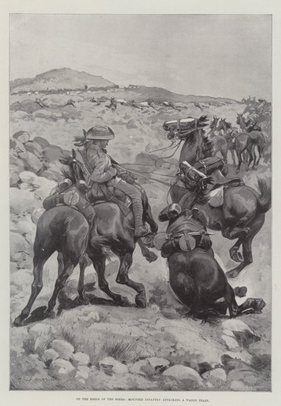 På bøernes hæler angriper montert infanteri et vogntog av Frederick William Burton