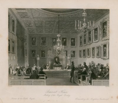 Somerset House, møte i Royal Society av Frederick William Fairholt