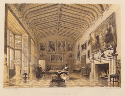 Charlecote Great Hall (akvatint) av Frederick William Hulme