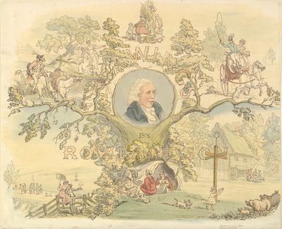 Design for a Titlepage in the Manner of Rowlandson, 1858-1914. av Frederick William Pailthorpe