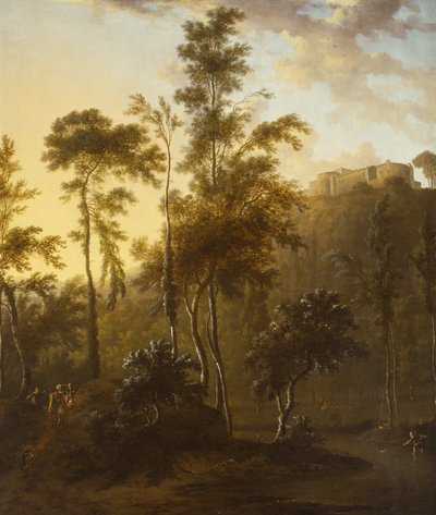 Italiensk landskap med fiskere av Frederick de Moucheron