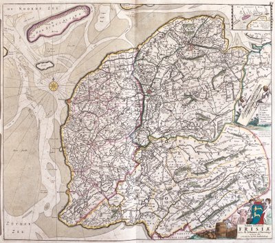Kart over Friesland (Tyskland) (radering av Frederick de Wit