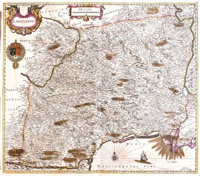Kart over Languedoc (Frankrike) (etch av Frederick de Wit