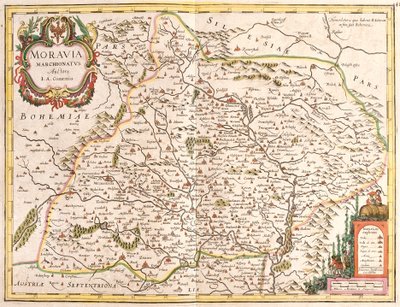 Kart over Moravia (Tsjekkia) (etch av Frederick de Wit