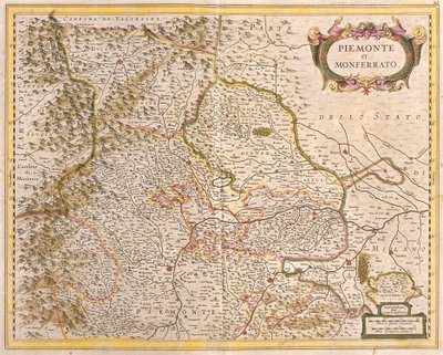Kart over Piemont (Italia) (etch av Frederick de Wit
