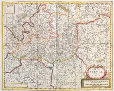 Kart over Schwaben (Tyskland) (radering av Frederick de Wit