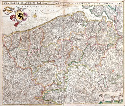 Kart over greven av Flandern (Frankrike og Belgia) (radering av Frederick de Wit