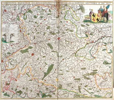 Kart over greven av Hainaut (Hainaut) (Belgia) og Eveche of Cambresis (Frankrike) (radering av Frederick de Wit