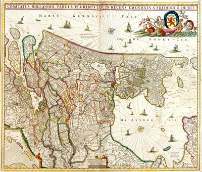 Kart over greven av Holland (Nederland) (radering av Frederick de Wit