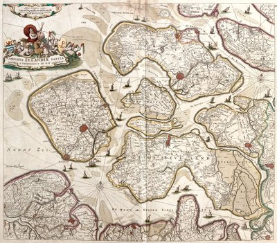 Kart over greven av Zelande (Nederland) (radering av Frederick de Wit