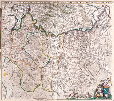 Kart over greven av Zutphen (Tyskland) (radering av Frederick de Wit