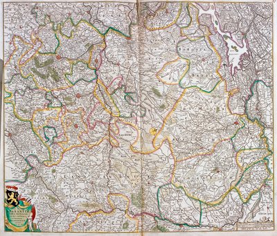 Kart over hertugen av Brabant (Belgia, Nederland) (radering av Frederick de Wit