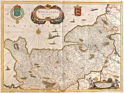 Kart over hertugdømmet Normandie (Frankrike) (radering av Frederick de Wit