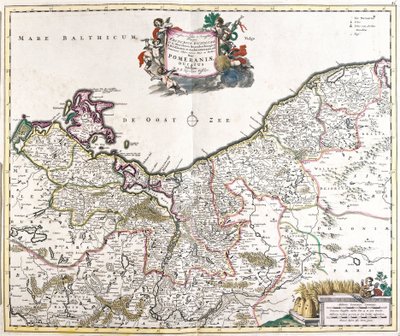 Kart over hertugen av Pommern (Polen) (radering av Frederick de Wit