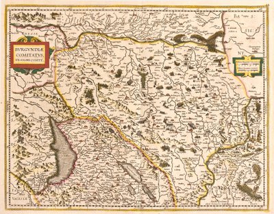 Kart over Franche Comte (Frankrike) (radering av Frederick de Wit