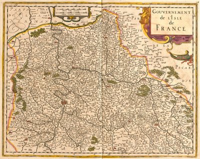 Kart over Ile de France (Frankrike) (radering av Frederick de Wit