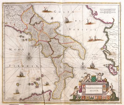 Kart over det napolitanske riket (Italia) (radering av Frederick de Wit