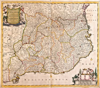 Kart over Principaut of Catalonia (Spania) (radering av Frederick de Wit
