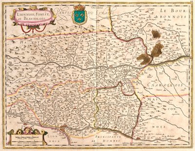 Kart over territorier Lyon og Beaujolais (Frankrike) (radering av Frederick de Wit