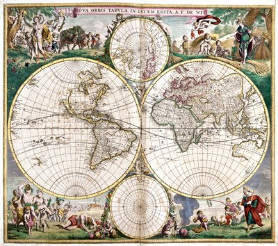 Planisphere World (etsing av Frederick de Wit