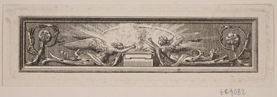Ornament med alter og to engler av Frederik Ludvig  Bradt