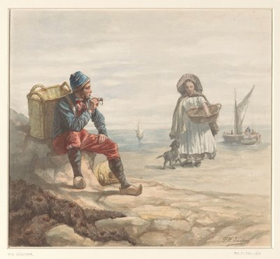 Fiskere på stranden av Frederik Willem Zürcher