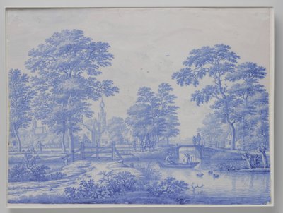Plakett med utsikt over Overschie nær Rotterdam Tallerken med ansikt på Overschie av Frederik van Frytom (attributed to)