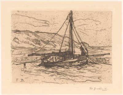 Rekebåt til sjøs av Frederika Henriëtte Broeksmit (signed by artist)