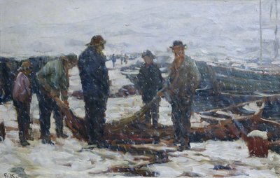 Fishermen, ca. 1900 (olje på lerret) av Fredrik Kolstoe