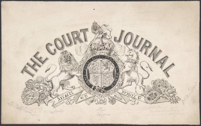 Tittelsidedesign for The Court Journal, 1830-62. av Freeman Gage Delamotte