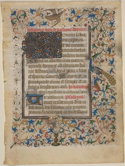 Manuskriptblad fra en timebok (incip. Passionis) av French 14th Century