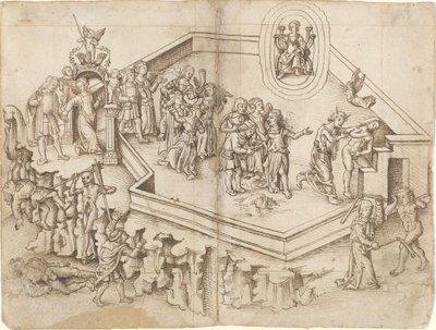 Allegori om livet til en lærd i en rik husholdning [fol. 3 verso / 4 recto] av French 16th Century
